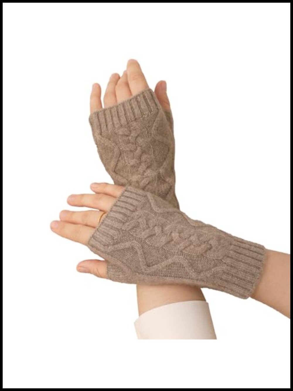 100% Cashmere Fingerless Gloves Knitted Arm Warmers Winter Warm Soft